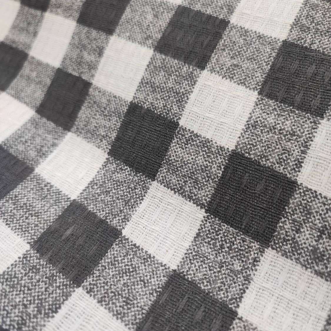 پارچه آشپزخانه دستمالی پنبه ای چهارخانه طوسی عرض 1.5