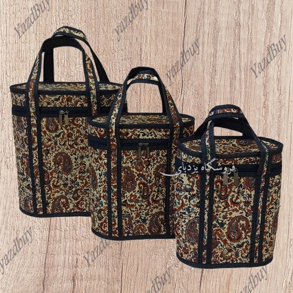 ست 3 تکه جافلاکسی و لوازم مسافرتی ترمه رنگ کرم با کیفیت بسیار عالی (ستِ بزرگ)