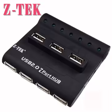 هاب 7 پورت USB 2.0 آداپتور دار (Z-TEK آلمان)