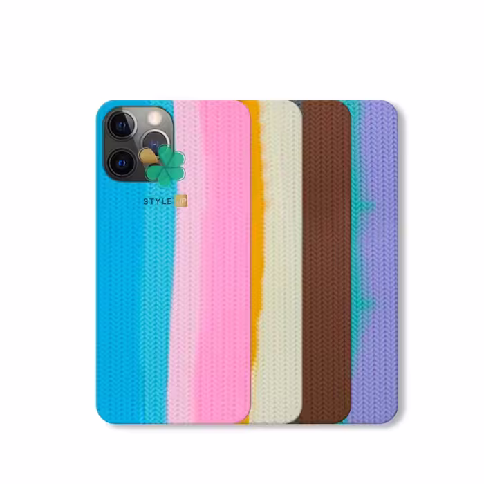 کاور سیلیکونی گوشی اپل iPhone 12 Pro Max طرح بافت رنگین کمانی