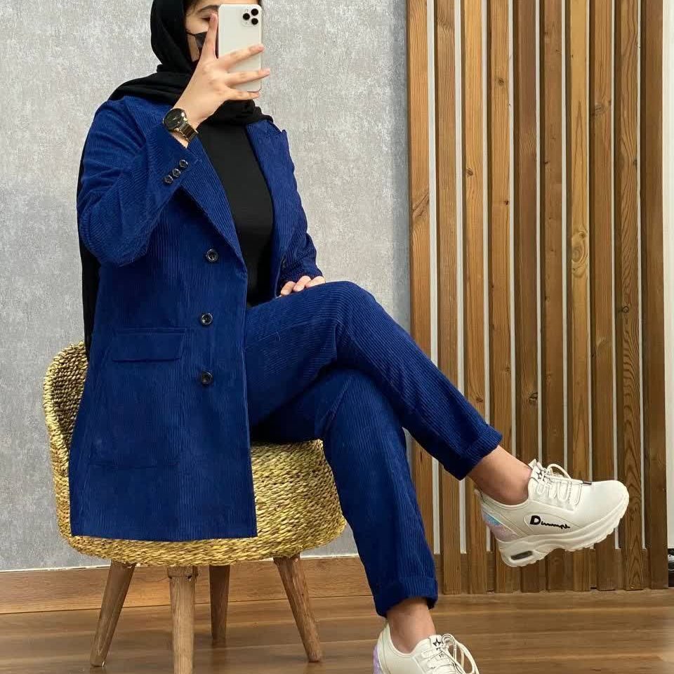 مانتو شلوار مجلسی مخمل کبریتی ، 37 ، کد 313 ، رنگبندی پی وی ، سایزبندی از 36 تا 56 ، توضیحات را بخوانید
