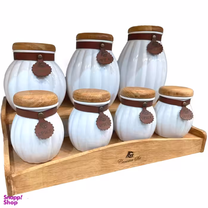 ست جا ادویه 7 پارچه طرح آوین مدل 8422 به همراه استند