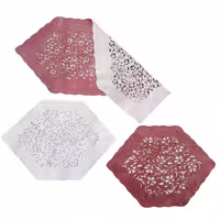 ست رومیزی 3 تکه مخمل هویه دورو زرشکی- کرم(کد40048)