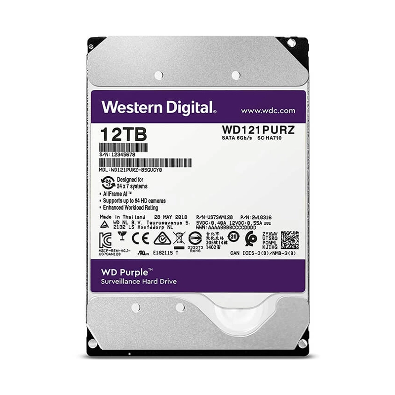 خرید و قیمت هارد دیسک اینترنال وسترن دیجیتال سری بنفش مدل WD121PURX ظرفیت 12 ترابایت