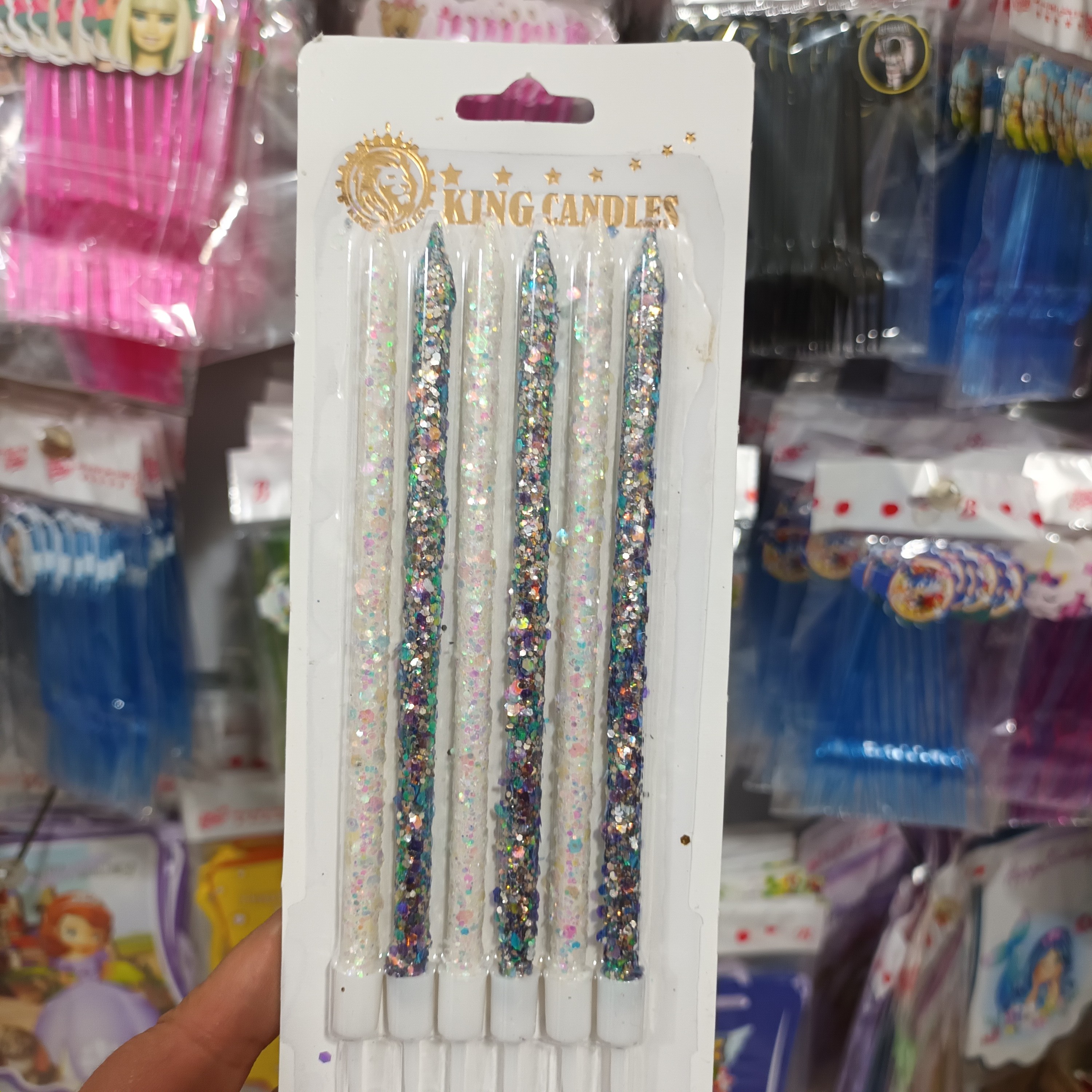 شمع مدادی اکلیلی هفت رنگ سفید - شمع هفت رنگ - شمع سفید - شمع اکلیلی