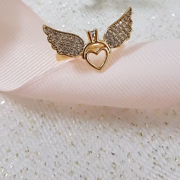 انگشتر بال فرشته نگین دار استیل رنگ ثابت