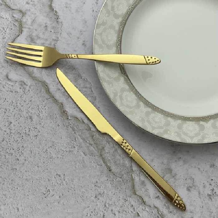 کارد چنگال استیل طلایی