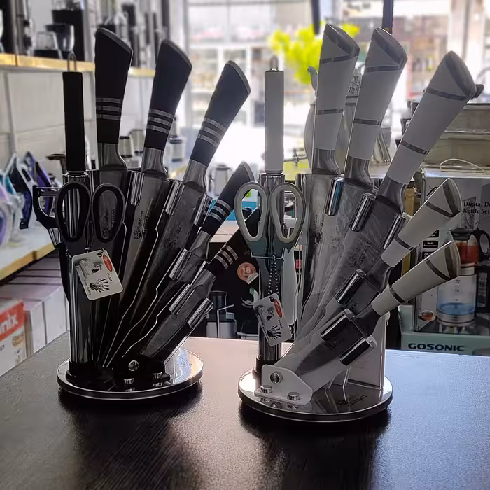 سرویس کاردوساطور   استیل مارک فوما ژاپن  دردورنگ سفید و سیاه کاردرجه یک