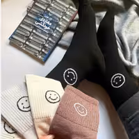 جوراب نخی ساقدار طرح لبخنددر5رنگ (بسته 10عددی هررنگ2عدد)