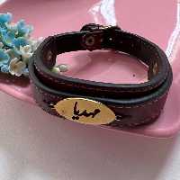 دستبند چرم دوبل با پلاک سفارشی اسم شما