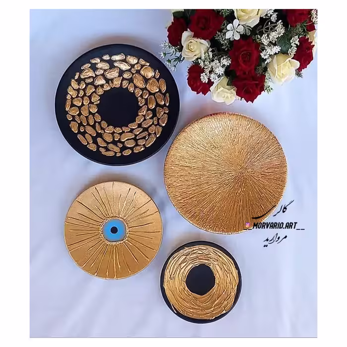 ست دیوارکوب 4 تیکه ای برجسته ورق طلا  ضد آب و قابل شستشو