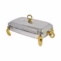 ظرف سوفله رامیسا سایز متوسط رنگ نقره ای پایه طلایی