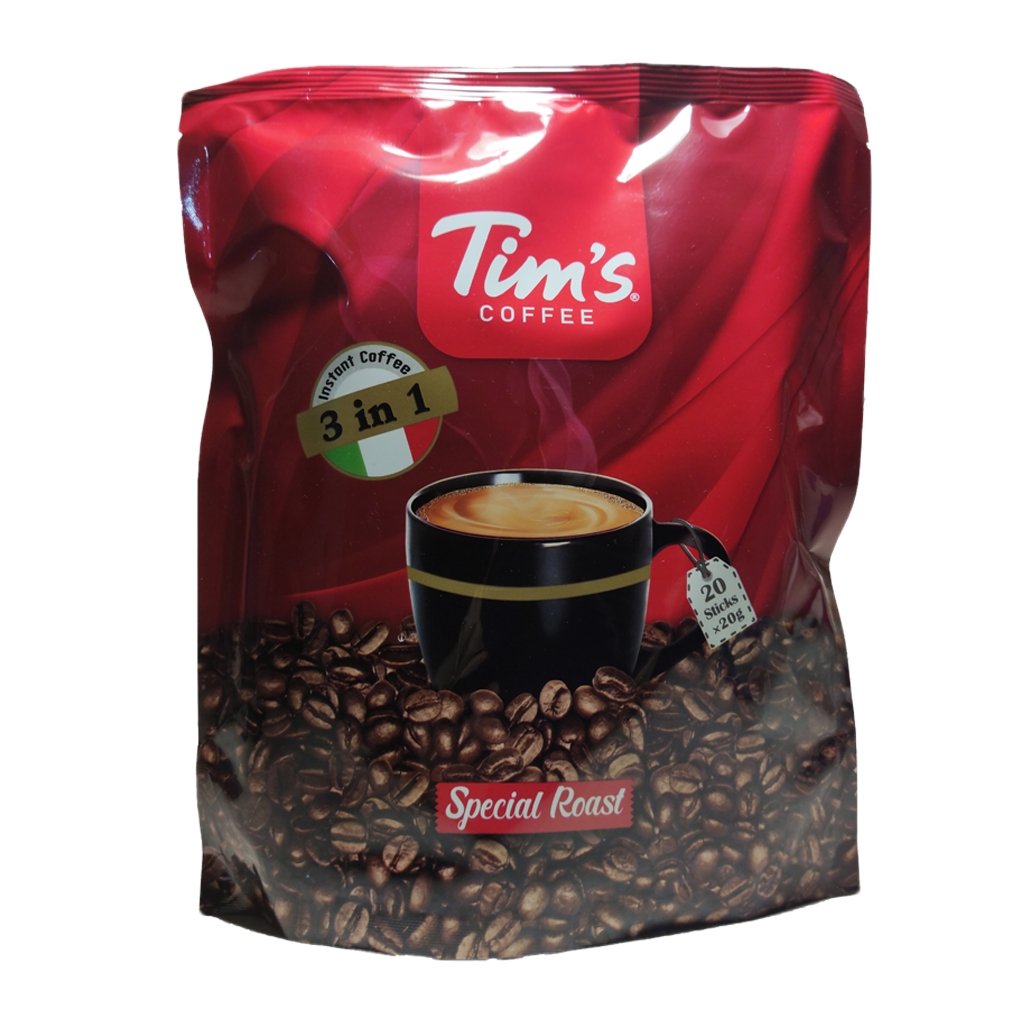 کافی میکس 1×3 تیمز بسته 20 تایی. هر بسته حاوی 20 ساشه 20 گرمی پودر قهوه فوری و پودر خامه ای کننده غیر لبنی و شکر.