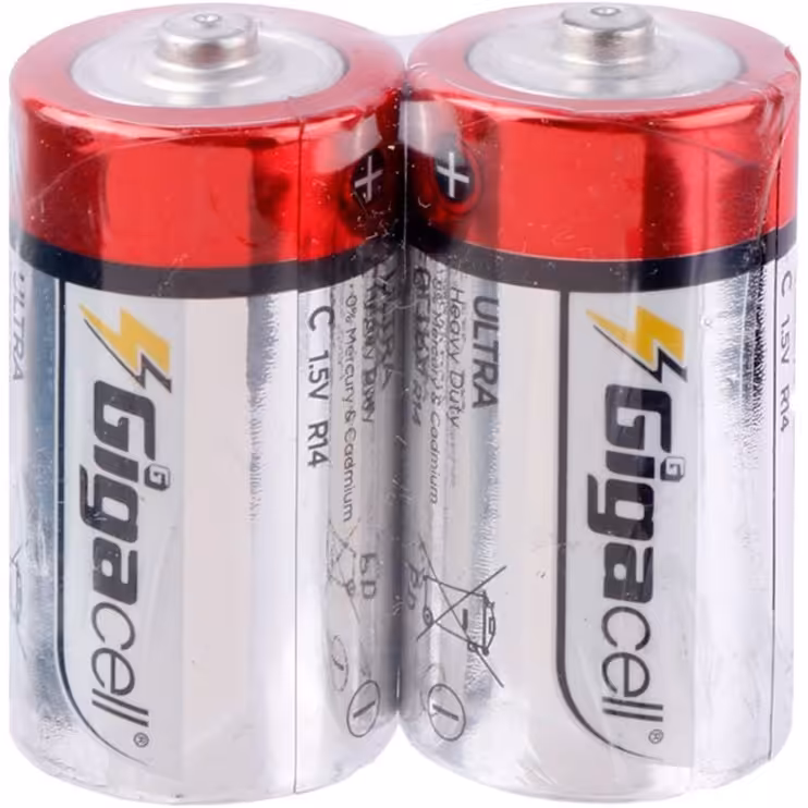 باتری دوتایی متوسط Gigacell Ultra Heavy Duty R14 1.5V C شرینک ا GIGACELL ULTRA HEAVY DUTY R14 1.5V C