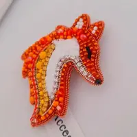 سنجاق سینه جواهردوزی روباه نارنجی