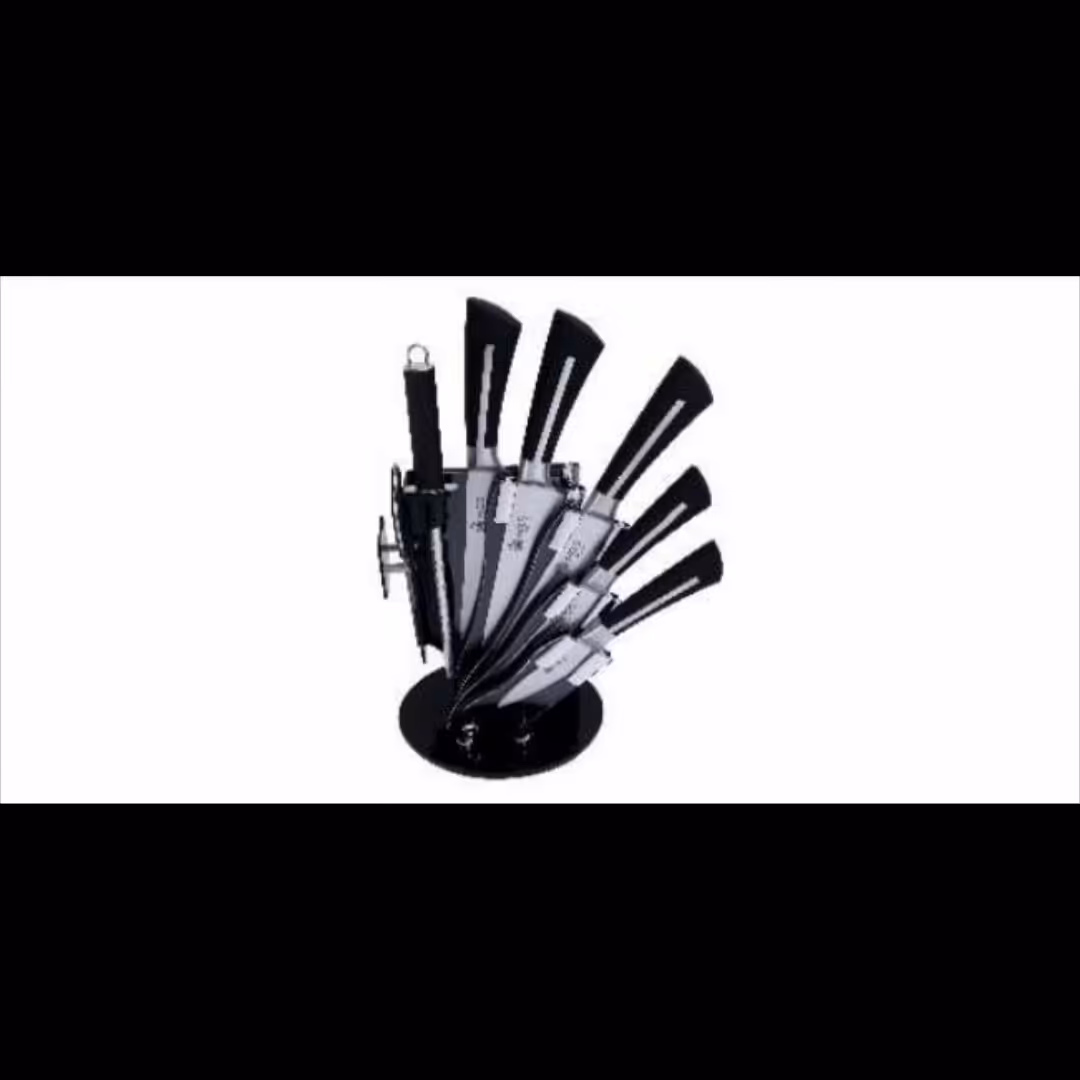 سرویس کارد آشپزخانه 9 پارچه مشکی کد 9023B