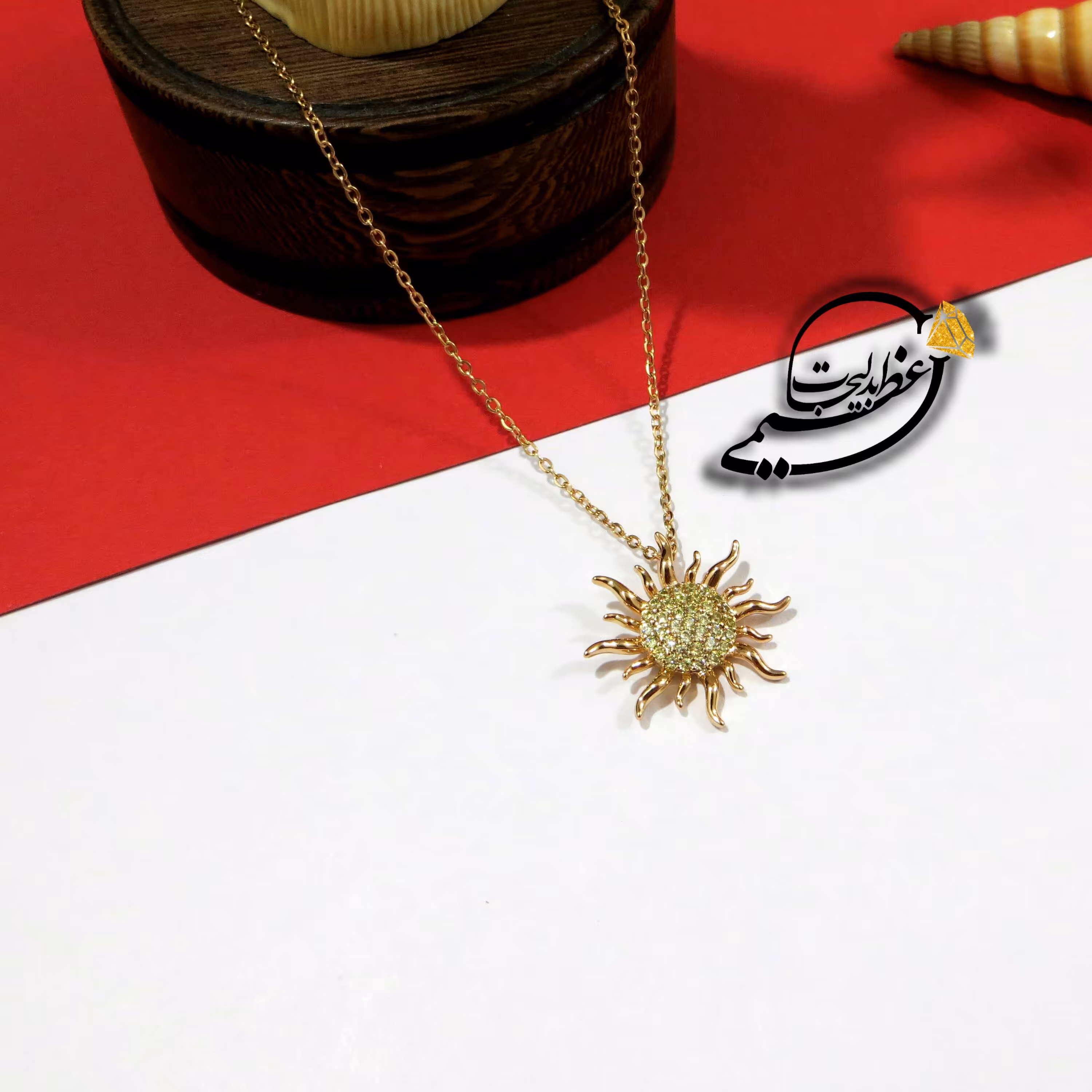 گردنبند مارک Xuping از جنس مس روکش طلا طرح خورشید خاص و ظریف درجه یک طلایی بسیار زیبا کاملا مشابه طلا 