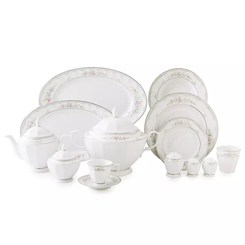 سرویس چینی زرین 12 نفره کامل گلاریس (103 پارچه)