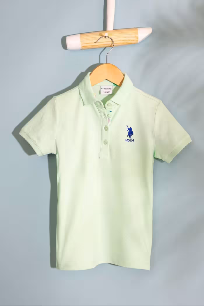 تی شرت یقه پولو سبز دخترانه و بچگانه تیشرت اورجینال U.S. Polo Assn.