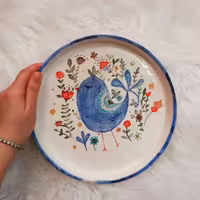 ظروف پذیرایی دیوارکوب(دیس گرد لبه دار) سرامیکی دستساز