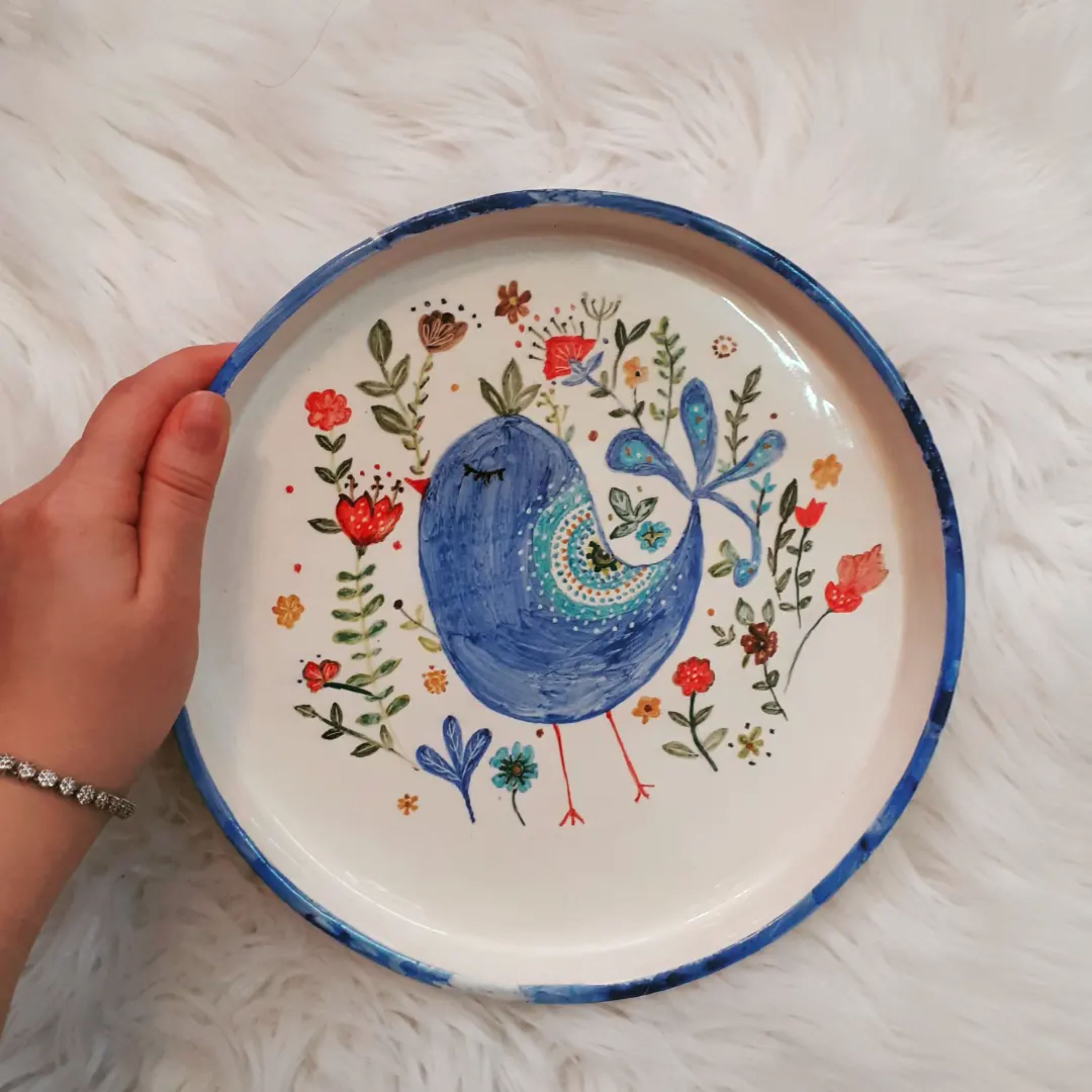 ظروف پذیرایی دیوارکوب(دیس گرد لبه دار) سرامیکی دستساز