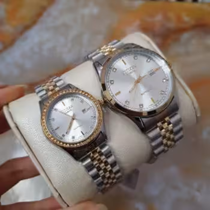 ساعت ست زنانه و مردانه سیتیزن بالاترین کیفیت زنانه دور نگین مردانه ساد