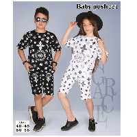  تیشرت شلوارک ست اسپرت  خواهربرادری نخ پنبه خوشگل وبا تن خوری عالی در چهارسایز 40و45و50و55