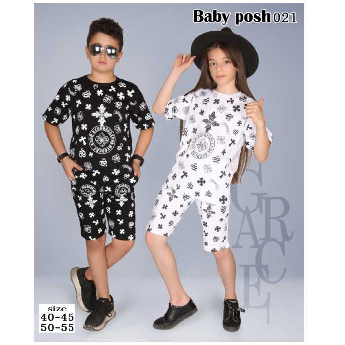  تیشرت شلوارک ست اسپرت  خواهربرادری نخ پنبه خوشگل وبا تن خوری عالی در چهارسایز 40و45و50و55