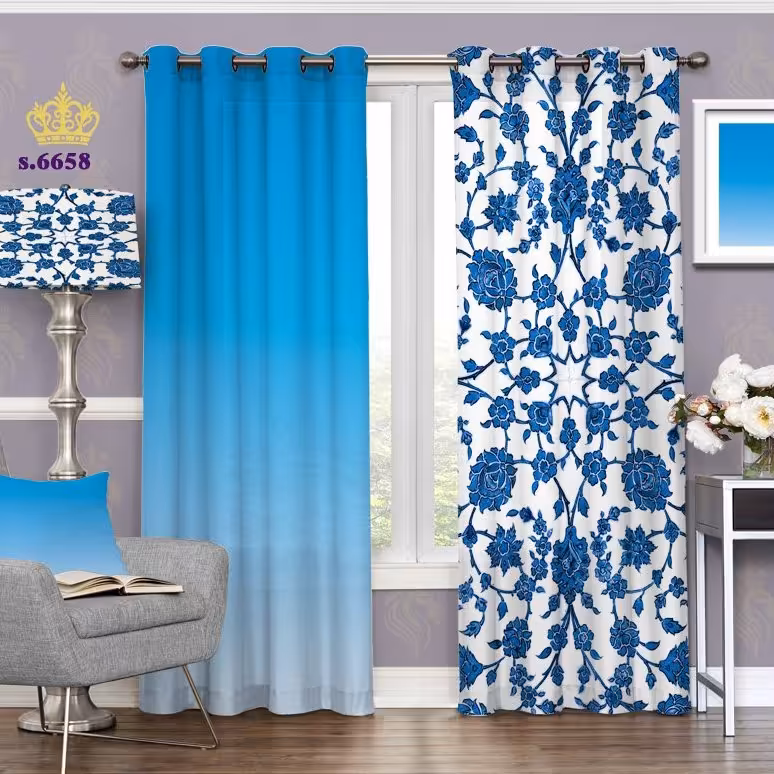 پرده تصویری جدید دو قواره پانچ طرح اسلیمی کد S6658