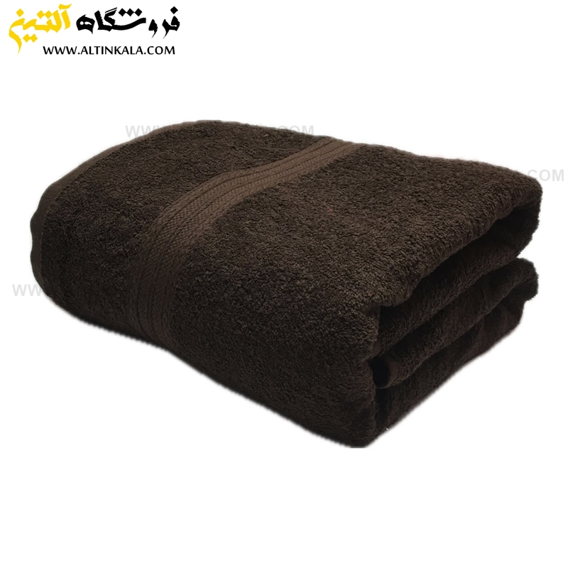 حوله حمامی برق لامع طرح دیور 100×165 قهوه ای تیره