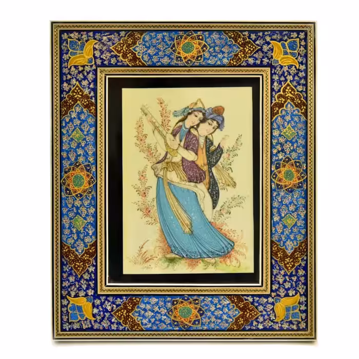 تابلو خاتم مینیاتوری طرح لیلی مجنون