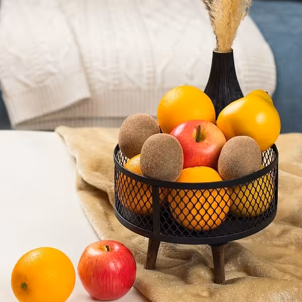 استند میوه فلزی پایه چوبی