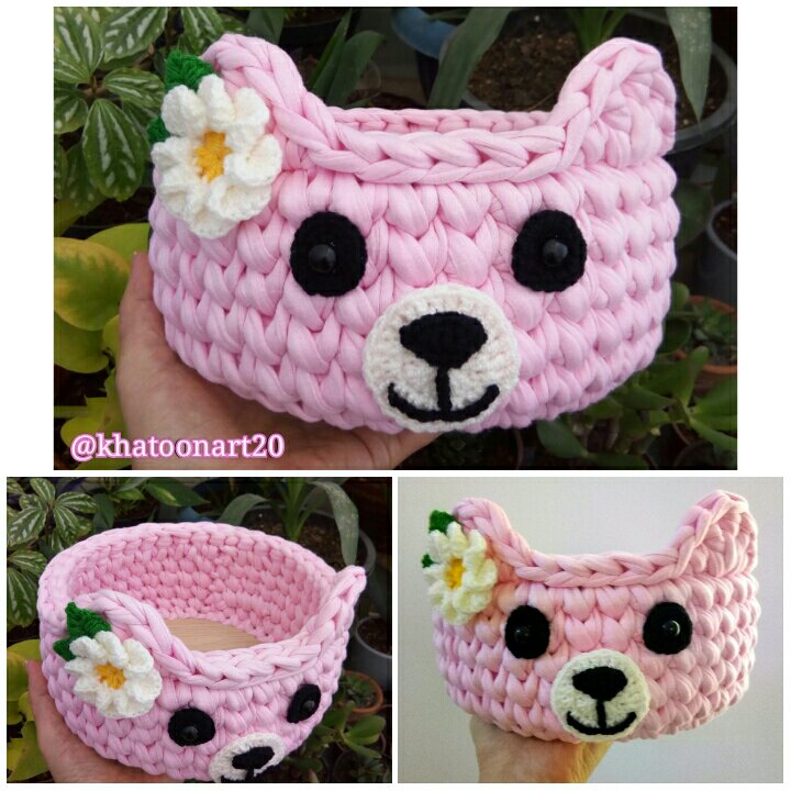 سبد تریکویی فانتزی طرح خرس
