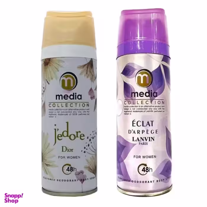 اسپری خوشبو کننده بدن زنانه مدیا (Media) مدل Jadore Dior حجم 200 میلی لیتر + اسپری زنانه مدل Eclat حجم 200 میلی لیتر