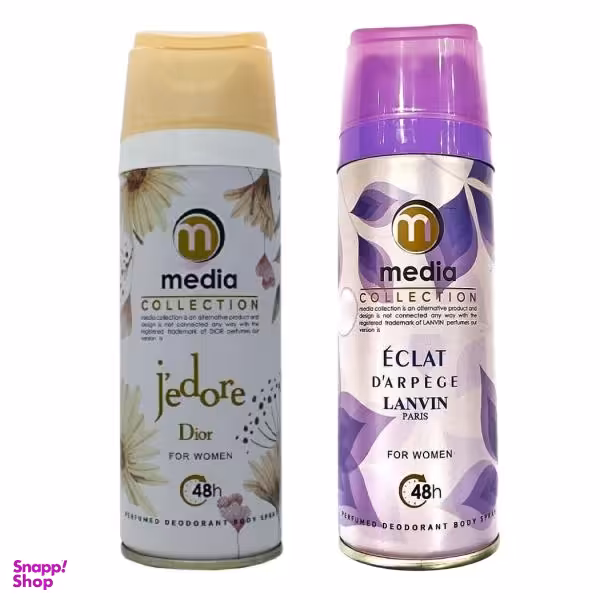 اسپری خوشبو کننده بدن زنانه مدیا (Media) مدل Jadore Dior حجم 200 میلی لیتر + اسپری زنانه مدل Eclat حجم 200 میلی لیتر