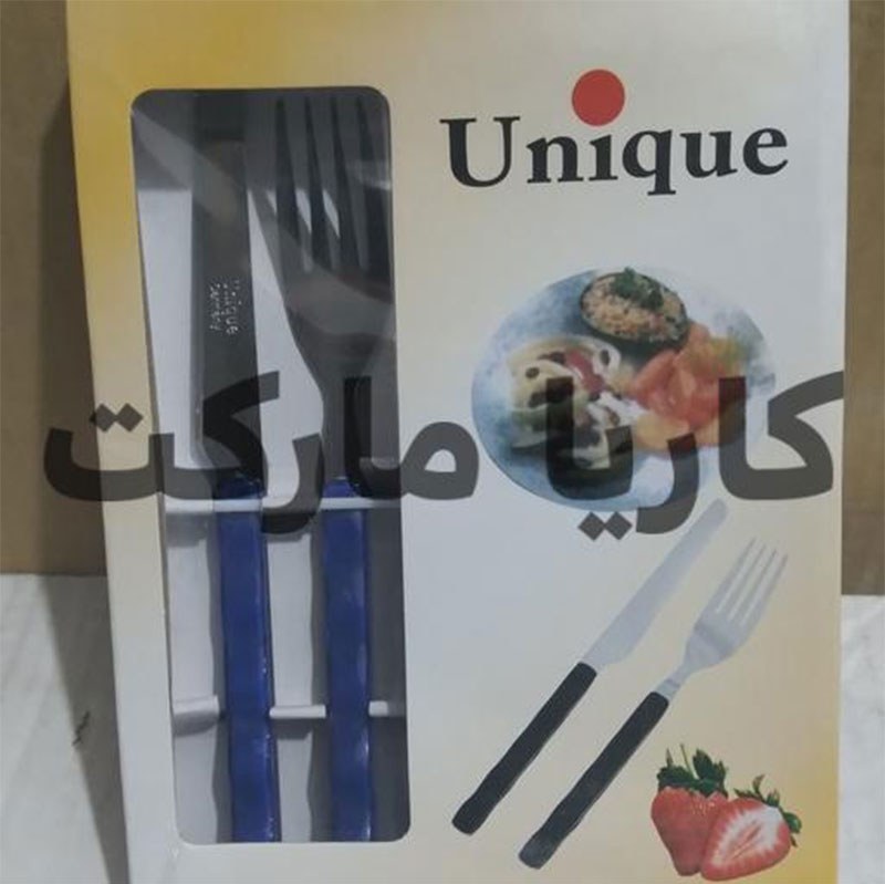 ست کارد و چنگال دسته شیشه ای رنگی 12 پارچه برند یونیک Unique