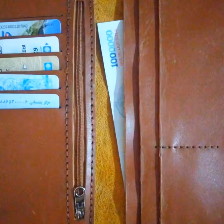 کیف پول چرم طبیعی دست دوز