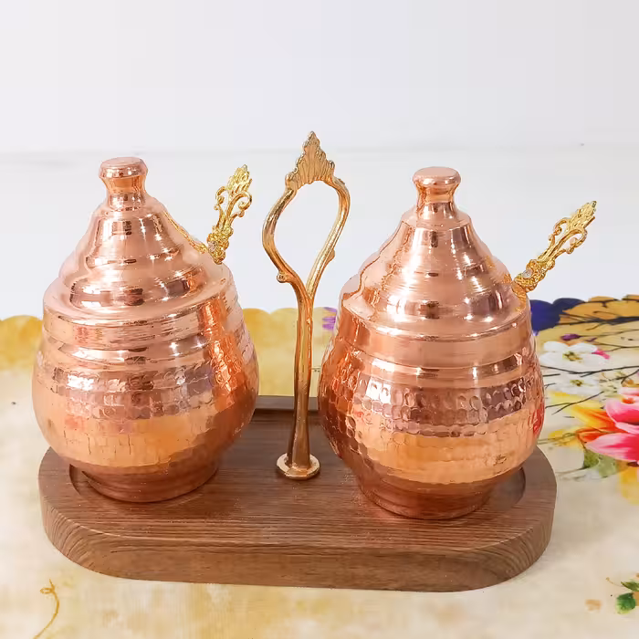 جا ادویه مسی زنجان مدل دوتایی مناسب مربا و عسل