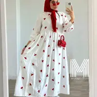 پیراهن ساحلی زنانه کرپ فلور مدل آلبالویی رستا