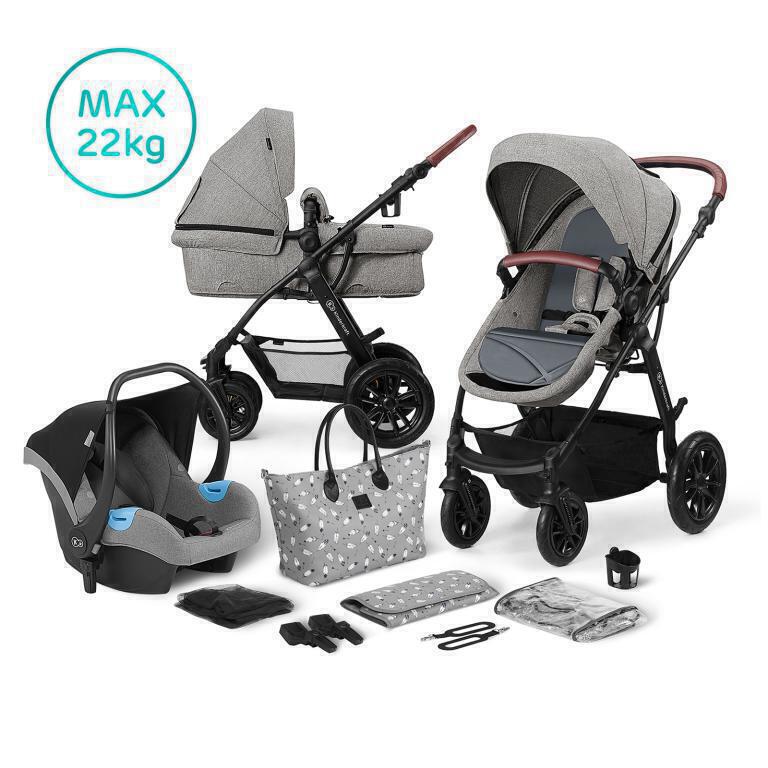 سرویس کالسکه کیندرکرافت 3 تکه کریکات شو سوپر لاکچری مدل ایکس موو  رنگ طوسی-مشکی    kinderkraft  X- MOOV  / G