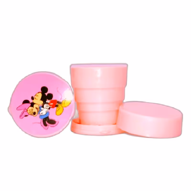 لیوان تاشو طرح دار فانتزی ( صورتی )