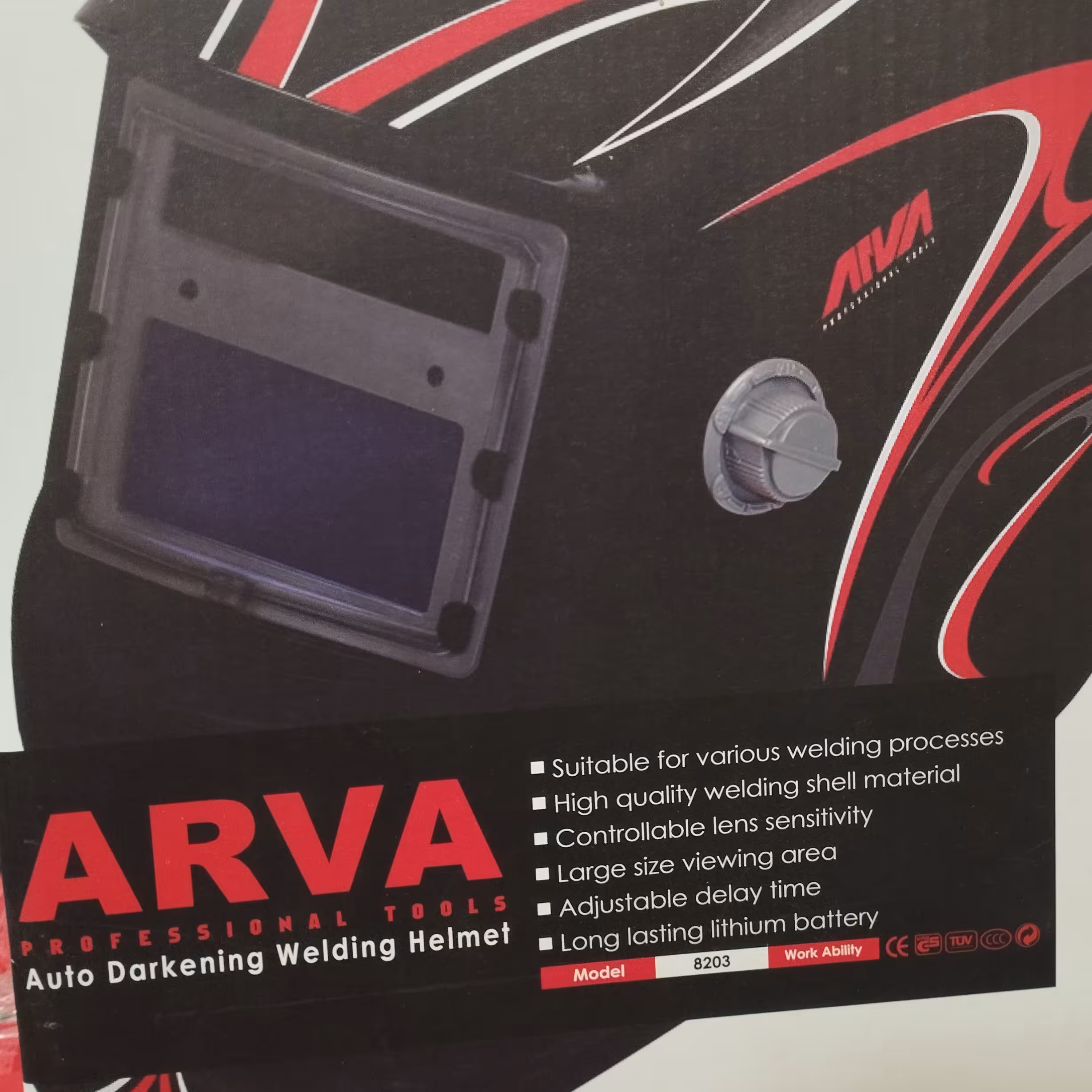 کلاه ماسک جوشکاری اتوماتیک طرح مشکی آروا مدل8203