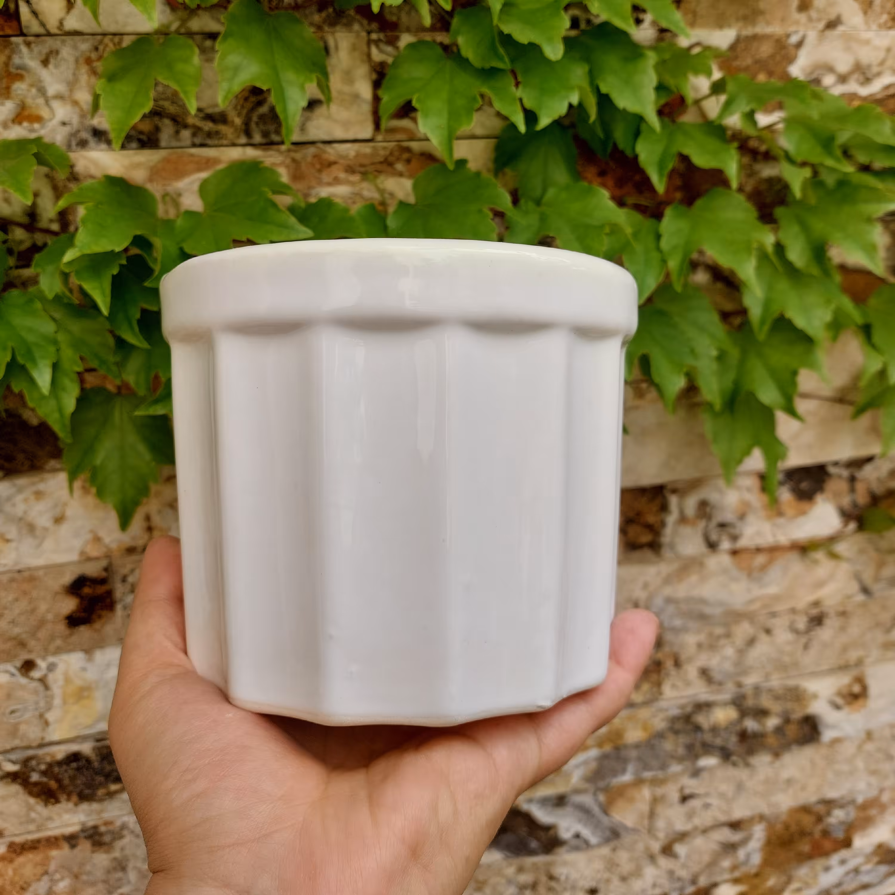 گلدان سرامیکی سفید رنگ (ceramic flower pot)شماره چهار