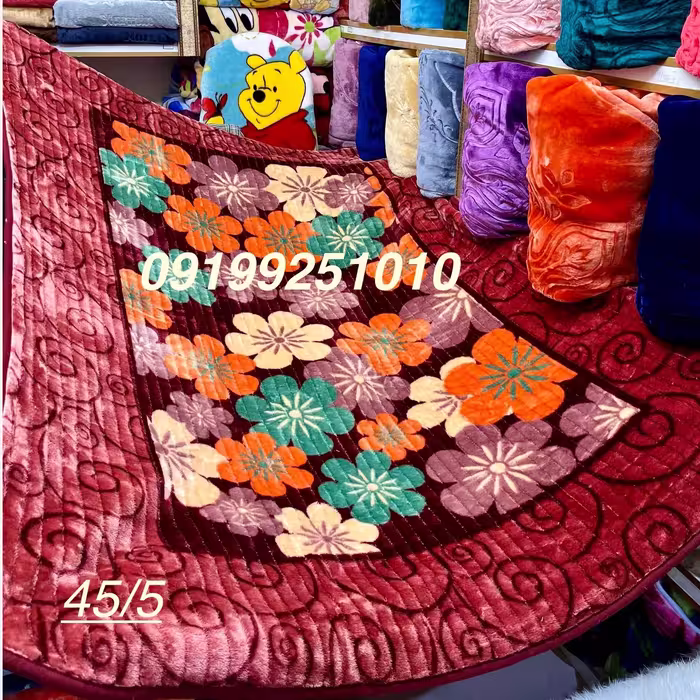 پتو نرمینه یک نفره مدل نسیم گلدار کرکره ای گلبرجسته با تراکم بالا 