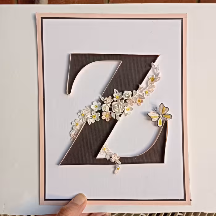 تابلو حروف اول اسم برجسته با تکنیک کوییلینگ، دستساز و خاص