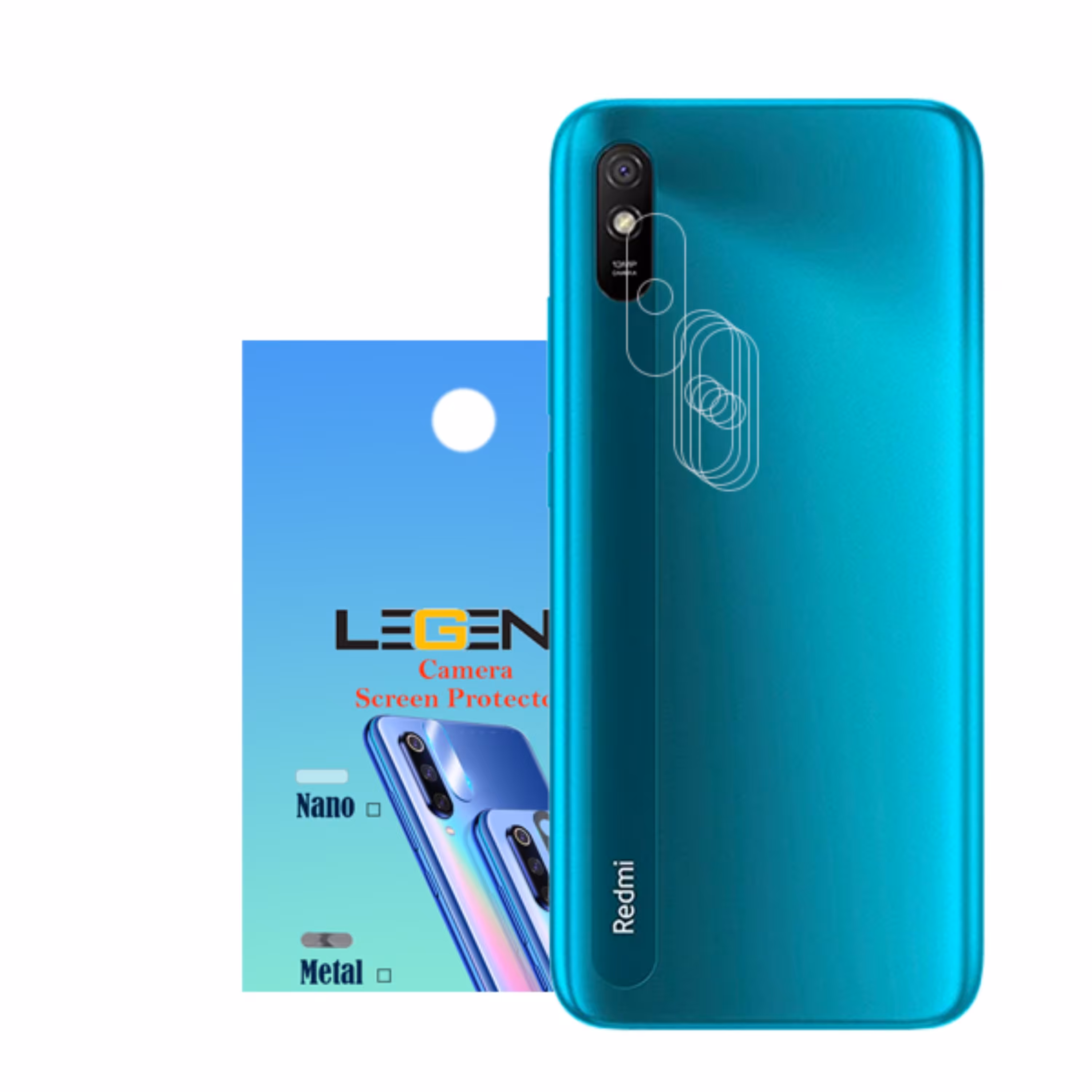 محافظ لنز دوربین لجند مدل نانو گلس مناسب موبایل شیائومی Redmi 9A بسته 5 عددی