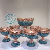 سرویس آجیل خوری فیروزه کوبی هفت پارچه امضا دار