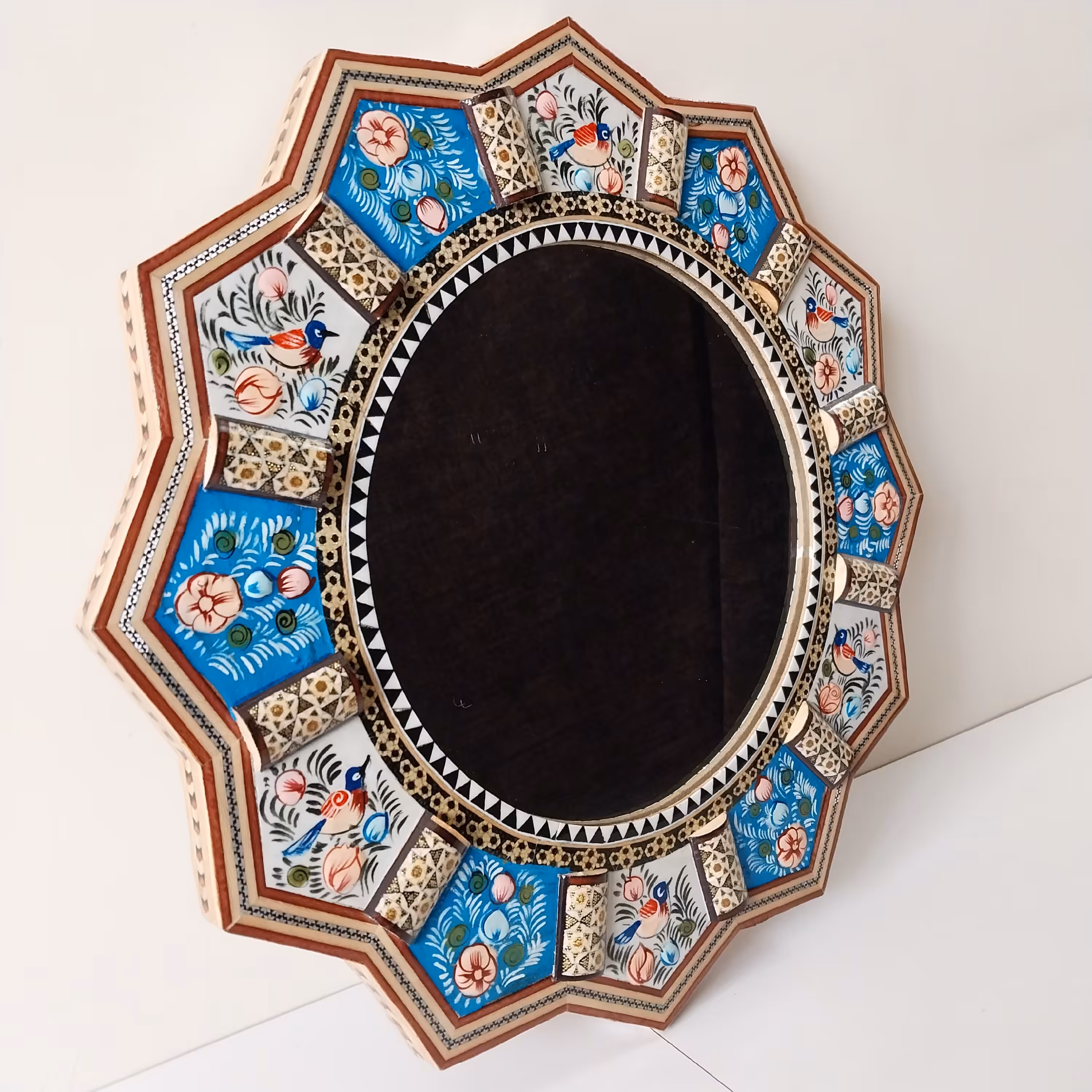 آئینه خاتم کاری با قطر 42 سانتی متر