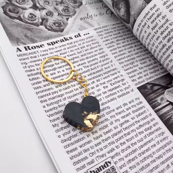 جاکلیدی ( جاسوییچی ) مدل قلب طرح ورق طلا رزینی عمده و تک موجود است