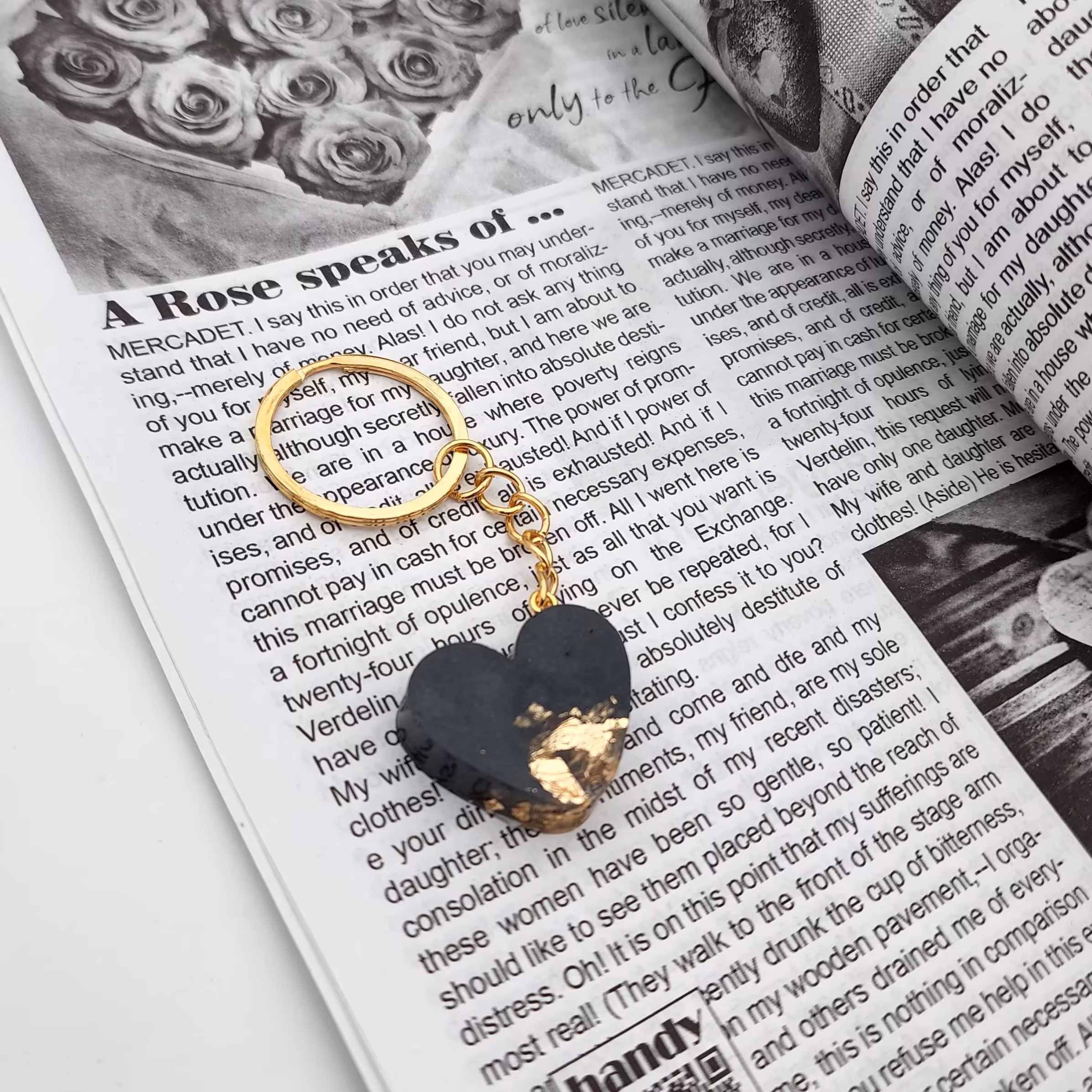 جاکلیدی ( جاسوییچی ) مدل قلب طرح ورق طلا رزینی عمده و تک موجود است